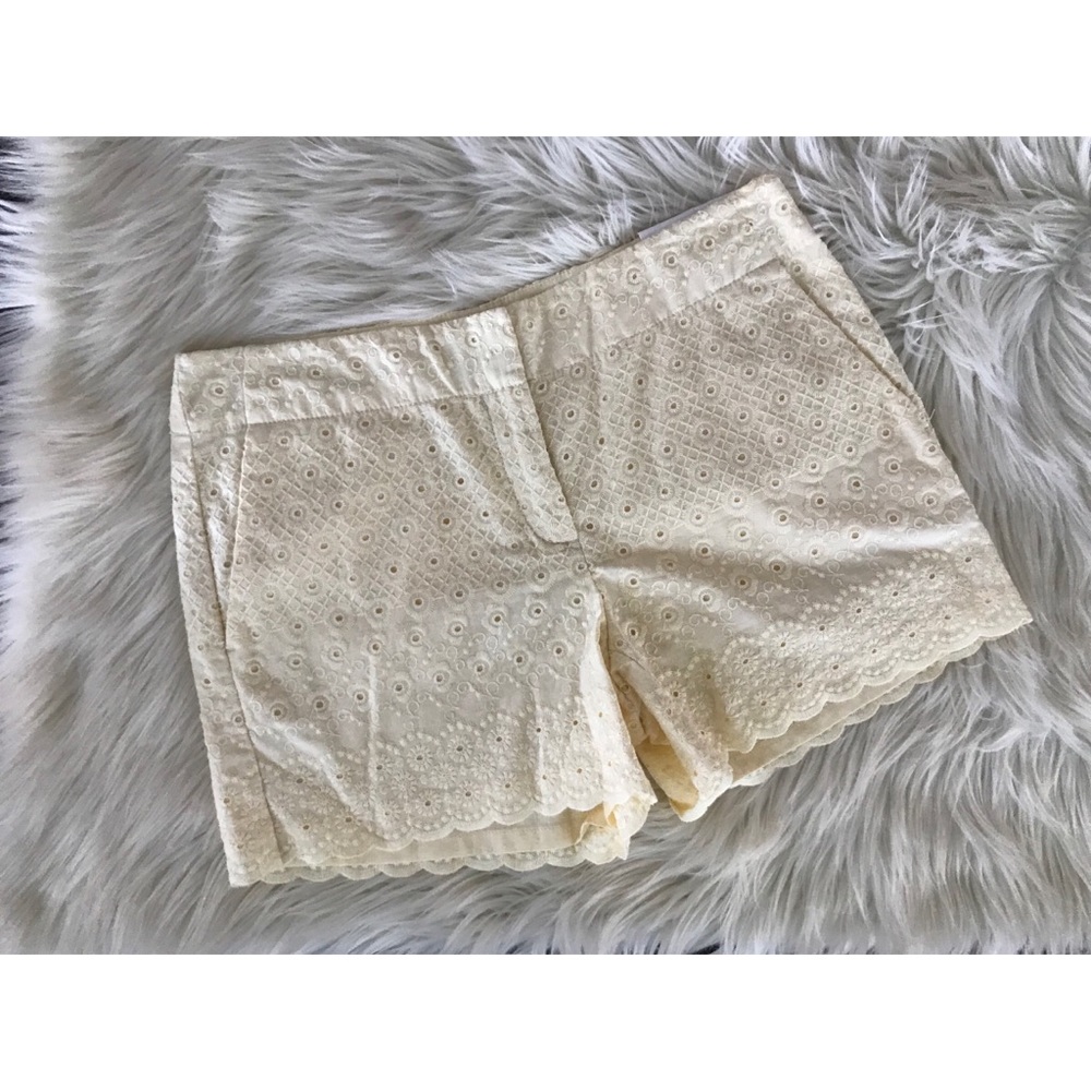 Light yellow eyelet riviera shorts